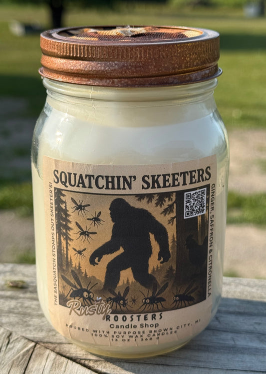 Squatchin’ Skeeters Citronella. Ginger Saffron Citronella scent are a Limited Edition