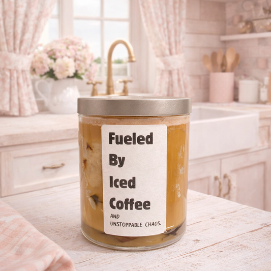 Fueled by Iced Coffee & Chaos – Coconut Iced Coffee Candle (8 oz)